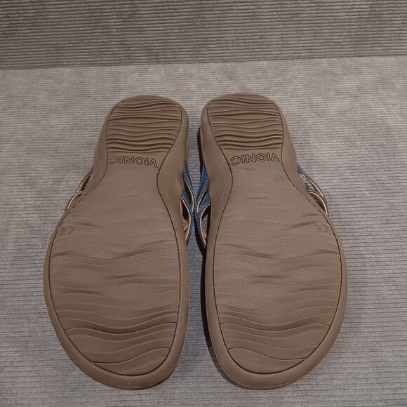 Vionic Women's Bella X Toe Post Sandals Patent Leather With Bow Navy 8 - Picture 8 of 8